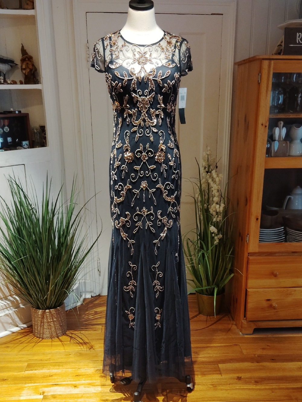 Papell Boutique Women's Embellished Godet Gown